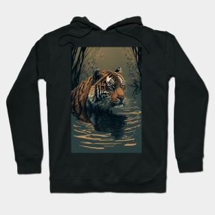 The Tiger's Oasis: A Watery Haven Hoodie